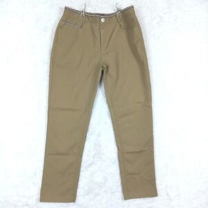 Unicorno Uomo Italia Mens Pants Straight Leg Camel Brown‎ Embroidered Trim 32x30